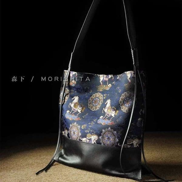 RUIPAI Morishita Chinese Intangible Cultural Heritage Song Brocade Shoulder 2025 New National Style Get Lucky Soon Cowhide Large Capacity Laptop Bag GUIHUISHU