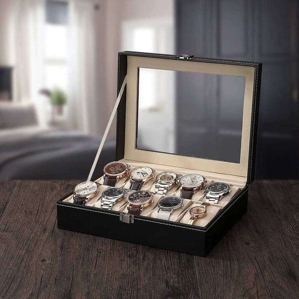 DELESYS 2/3/4/5/6/8/9/10/12/20 Slots Household Multi Functional And Jewelry Storage Box PU Leather Watch Display Case 26H0128