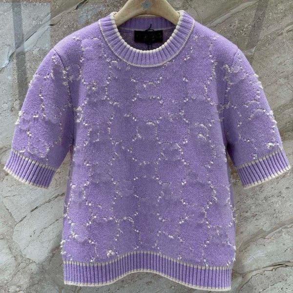 Luxury Women Letters Jacquard Knitted T Shirt Short Sleeve Slim Fit Ladies Contrast Color Bottoming Casual Loose Fashion Tee Top 260128