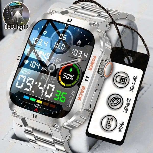 2025 New Outdoor Military Rugged Smart Watch Men's 1.91 Inch AMOLED HD Full Screen Touch LED Light Bluetooth Call Smartwatches X260128
