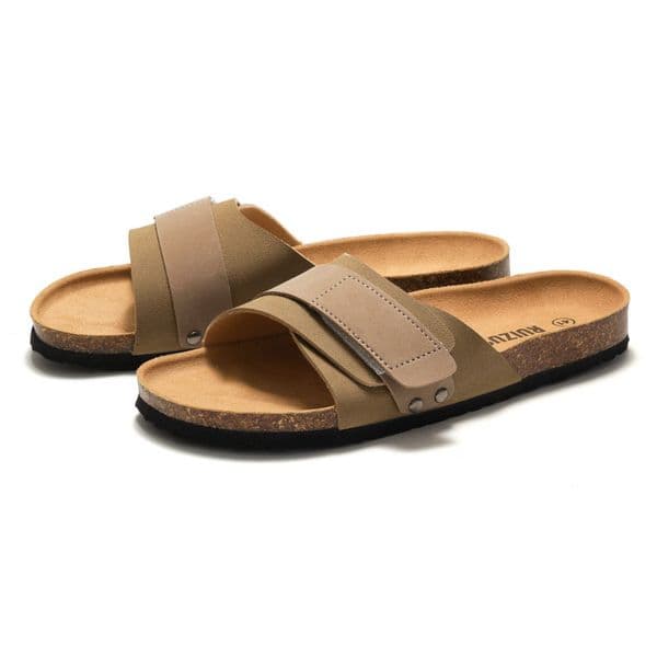 RUIZUSTOCK hot Free delivery Slippers Simple solid color cork summer outdoor wear flat bottomed sandals for commuting and leisure