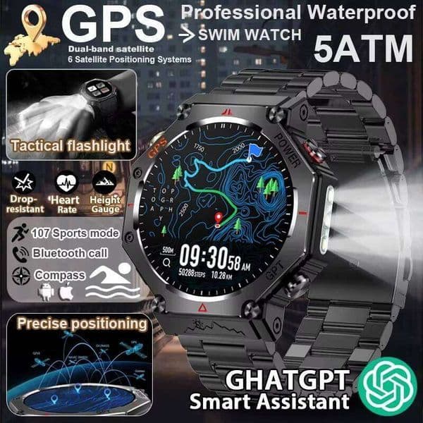 2025 For HUAIWE Military Outdoor GPS Sports Smart Watch Men 1.39" 5ATM Waterproof 530mAh ChatGPT AI Assistant Compass Smartwatch X260128