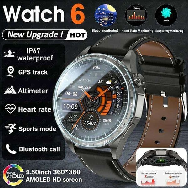 New Outdoor Men 1.50" HD AMOLED GPS Motion Trajectory Heart Rate Sleep Monitor Bluetooth Call 100+Sport Smart Watch X260128