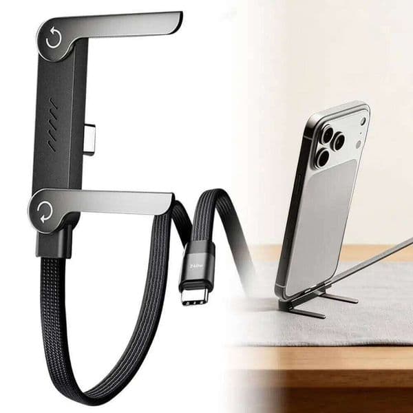 Stand And Data Cable 240W Invisible Charger 2-In-1 With Phone Holder Gaming Videos Compatible For Iphone 17 Kuhangxin