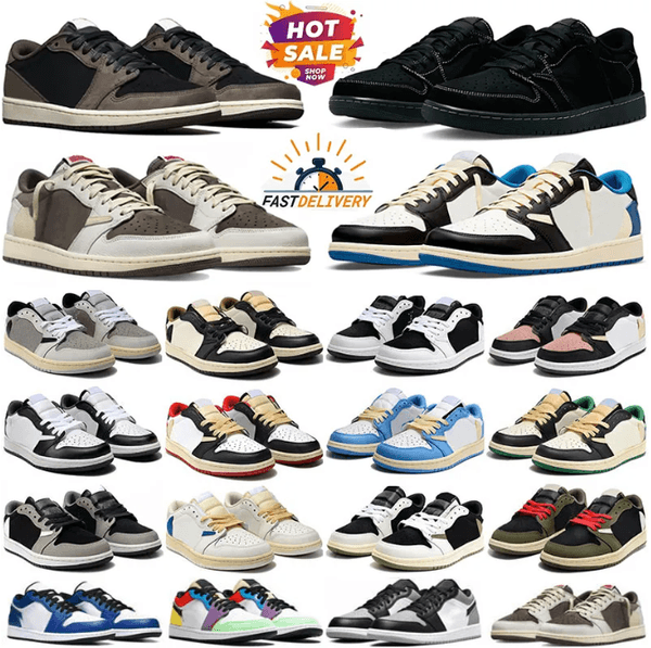 Designer 1S Low Basketball Shoes Mens 1 Sneakers Sports Trainer Dark Mocha University Blue Fearless Breathable Obsidian Outdoor Women fashion Eur 36-46