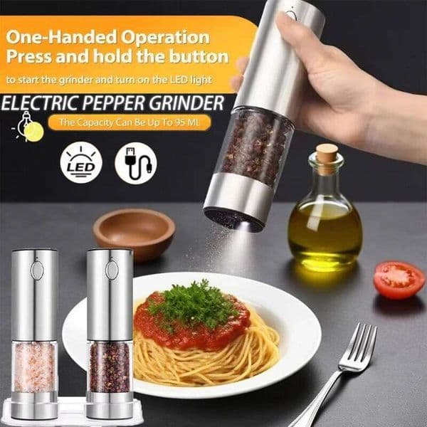 Household Electric 2pcs USB Charging Adjustable Automatic Salt And Pepper Grinder With LED Light Kitchen Tools 26Y0128