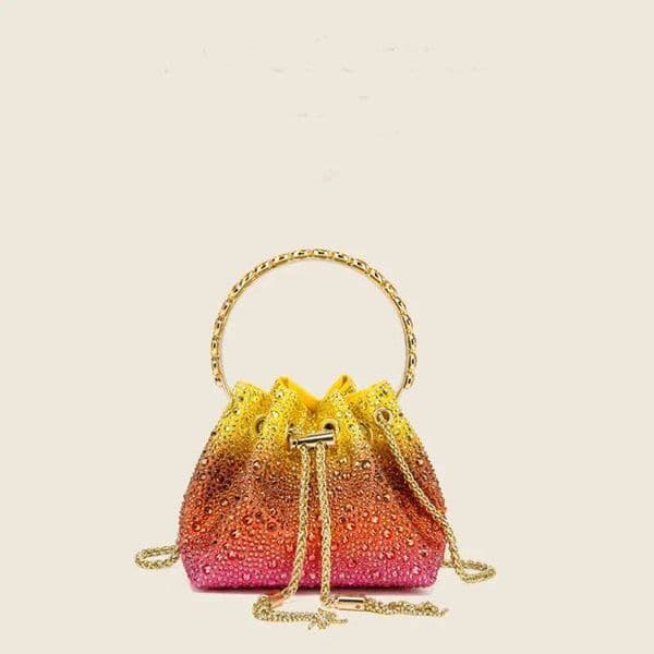 Handle Rhinestones Evening Clutch Bag Purses And Handbag Designer Shoulder Shiny Crystal Clutch Purse Bucket Bag LEMON KOKO