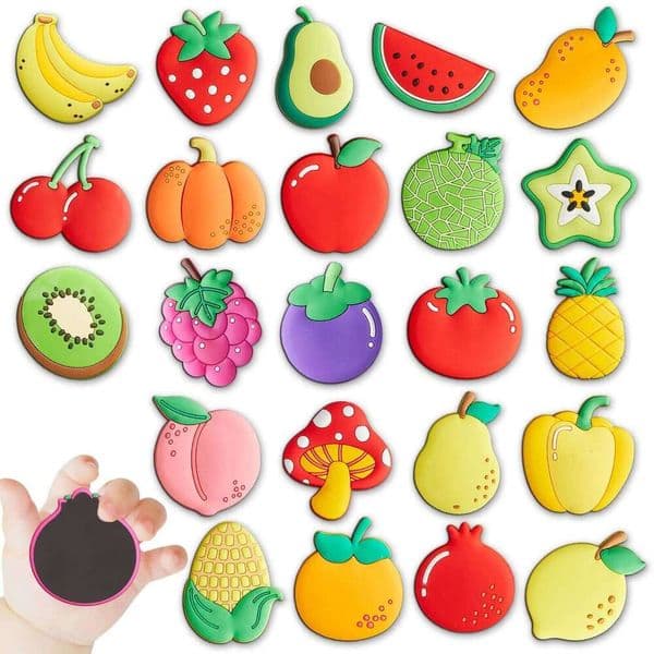 24PCS Fruit Refrigerator for Cute Rubber Fruits Educational Toy Strawberry Food Cartoon Magnets Fridge Magnetic Stickers 26H0128