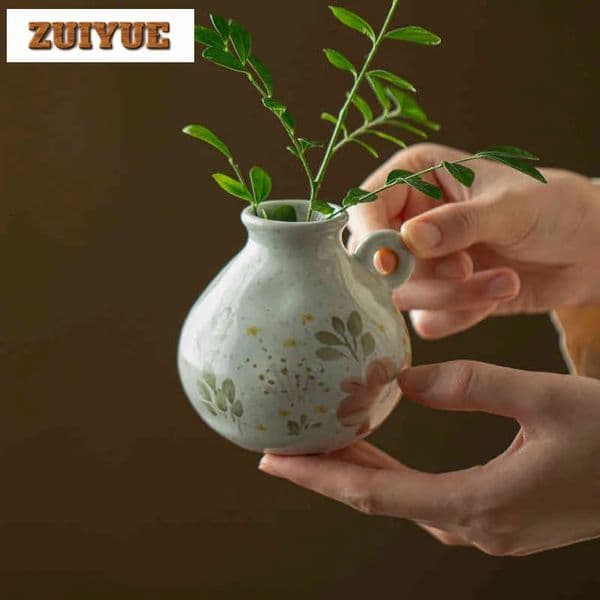 Creative Clay Flower Vase Vintage Ornaments For Home Room Decor Plant Pot Household Flowerpot Tea Ceremony Equipment 260127