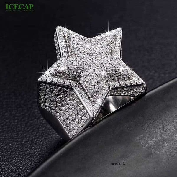 ring for women Silver Hip-Hop jewelery Style Star-Shaped Silicon Stone Ring 1.5mm Passed Testing