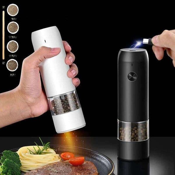 Electric Automatic Salt and Pepper Set Rechargeable With USB Gravity Spice Mill Adjustable Spices Grinder Kitchen Tools 26Y0127