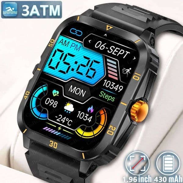 2024 Outdoor Military 3ATM Waterproof Smart Watch Men 430mAh Battery Sports Fitness Watches Bluetooth Call Smartwatch App:Da Fit X260128