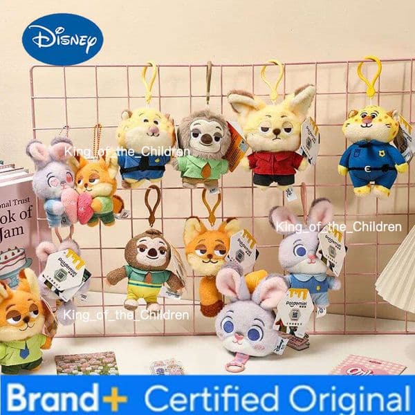 Disney Authorized Crazy Zootopia Series Judith Nick Leopard Police Officer Plush Toy Keychain H2601281