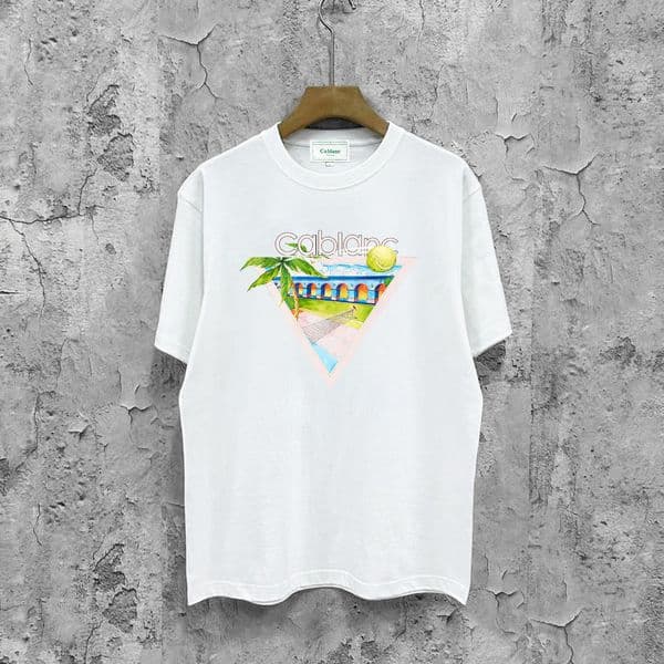 Casas Brand Shirt Mens Womens Couple Tops Oversized Tshirt Designer Blancoly Pure Cotton Luxury Vintage Print Triangle Tennis Club Graphic Tee Blana T Shirts 645