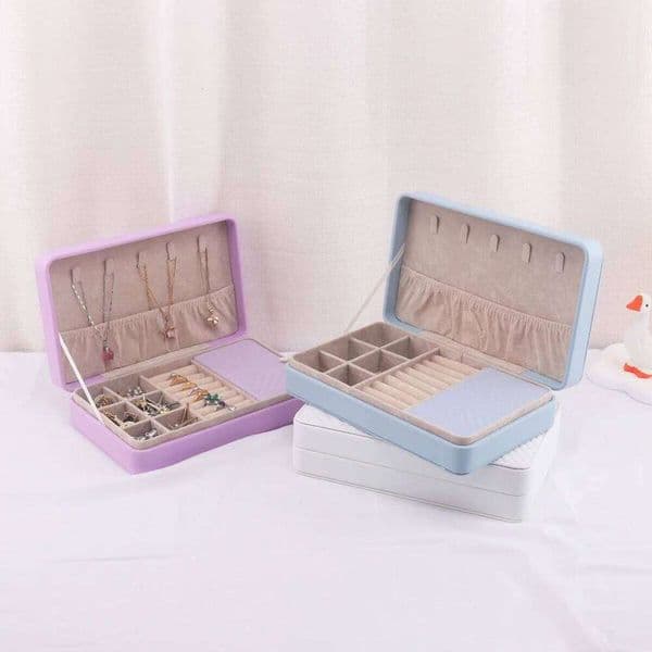 Leather Light Luxury Earrings Necklace Box with Lock Jewelry Organizers Storage 26H0128
