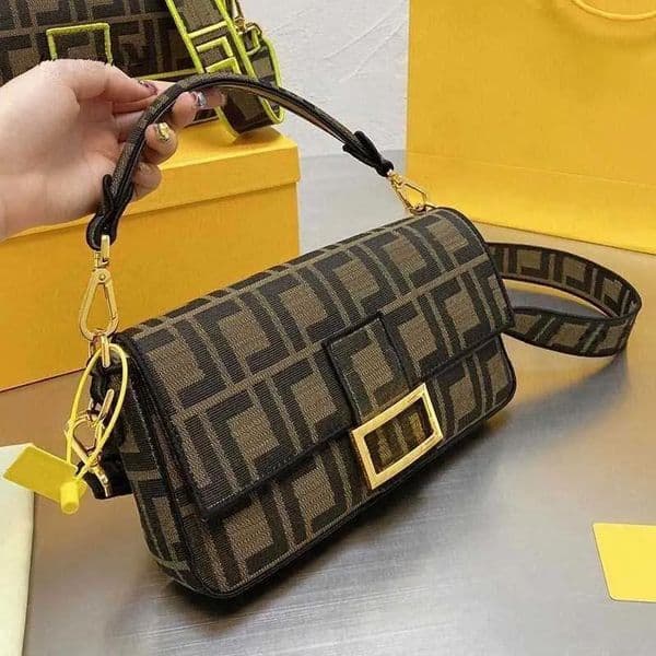 Shoulder Bags Designer bag High quality Women Crossbody baguette Bag Luxury Brand Vintage Canvas Messenger Bag Underarm half moon Handbag Purse Wallet Brown Bags 01