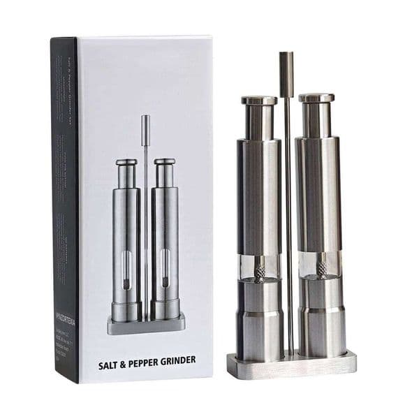 1-2PCS Stainless Steel Press Grinder,Manual Pepper Mill,Sea Salt Grinding Bottle,Pepper Powder Crusher,Kitchen Seasoning Grinder 26H0129