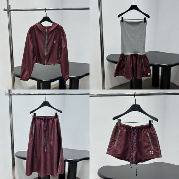 Designer Women Hooded Short Jackets Sexy Slash Neck Short Dresses High Waist Vintage Drawstring Long Skirts Summer Sporty Breathable Short Pants