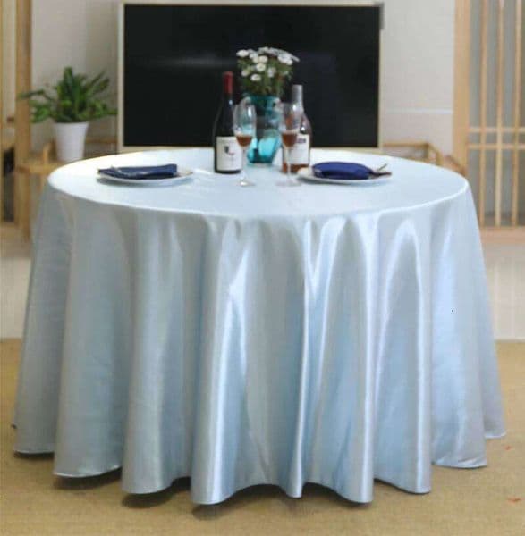 Round Satin Sky blue Bright Silk Tablecloth For Baby Shower Wedding Birthday Party Banquet Christmas Table Decor 26W0129