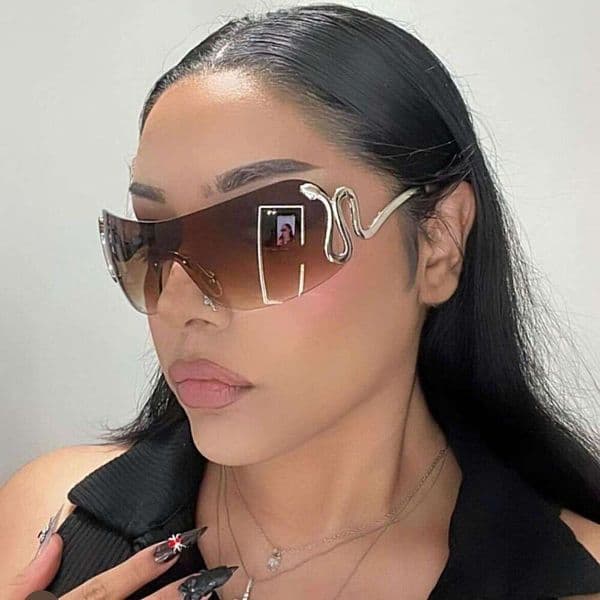 10A Fashion Sunglasses Y2K Millennium Snake Design Metal Frame European American Trendy for Driving and Outdoor Activities Gift High Quality Texture