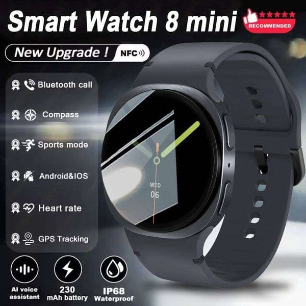 Fashion Bluetooth Call Smart 8 mini NFC GPS Outdoor Sports Men Watch Compass Voice Assistant Health Monitoring Smartwatch X260128