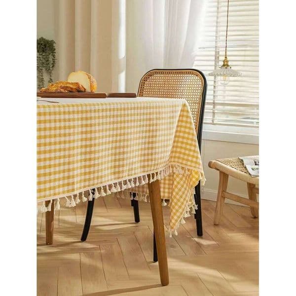 HFH European Style Fresh Checkered Tablecloth For Kitchen, Wedding, And Holiday Dining Table Decoration 26W0129