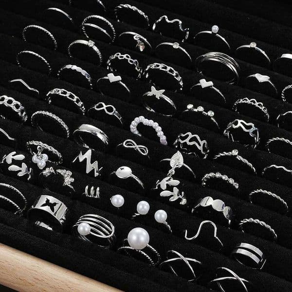 64-piece Figure-8 Leaves Geometric Creativity Simple Temperament Lady Pearl Ring Set C260129