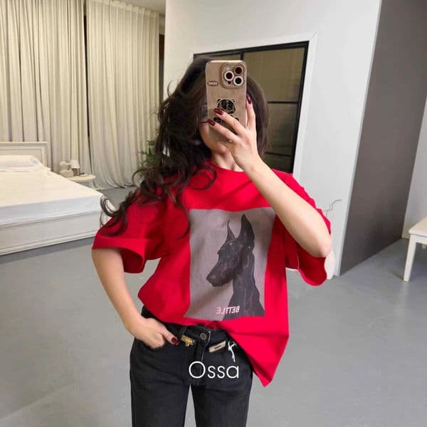 2026 Spring/Summer Puppy Print Short-Sleeve T-Shirt for Women Casual Loose-Fit Versatile T-Shirt Top for Women