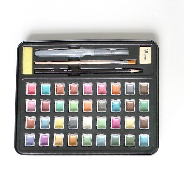 Solid watercolor pigment pearl color set, painting tools, student painting set