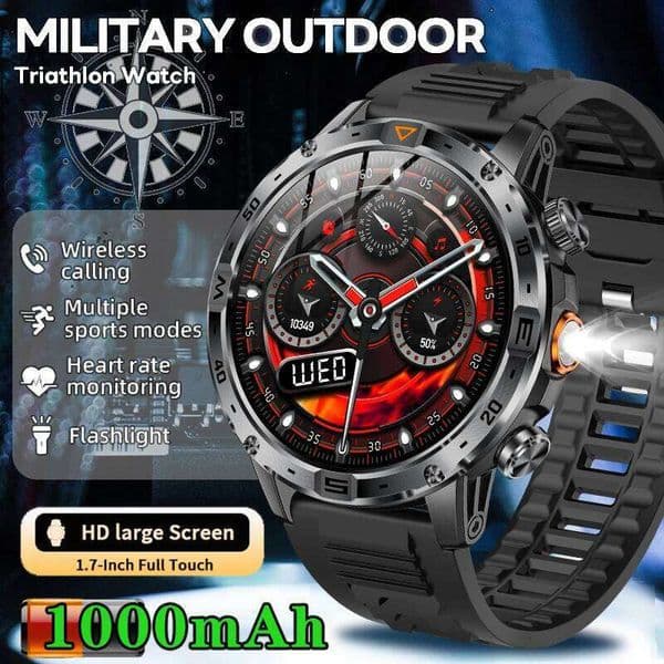 LIGE 2026 Military Outdoor Compass Smart Watches 1000mAh Battery LED Flashlight IP68 Waterproof Sports Bluetooth Call Smartwatch X260128