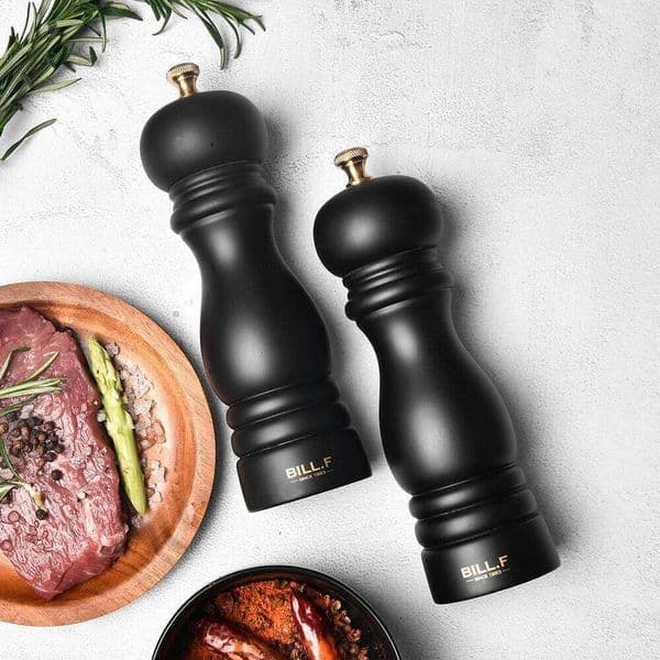2-piece set of wooden and pepper grinder, salt shaker with adjustable ceramic rotor -7 inches 26H0129