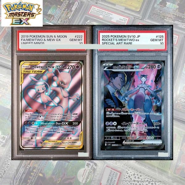 DIY Proxy PTCG Collection Rocket's Mewtwo Ex SAR 125/098 Glory of Team Rocket Japanese GEM MT10 Card Holographic Label Gift L260129