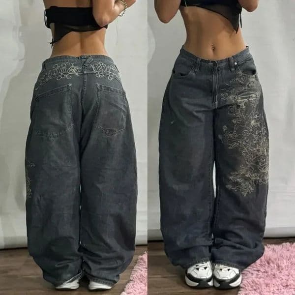 Streetwear Fashion Oversized Print Baggy Jeans Y2K Harajuku Hiphop Vintage Pop Gothic High Waist Wideleg Pants Trousers 260126