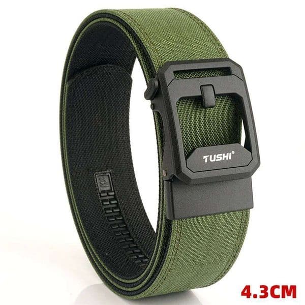 TUSHI Brand 4.3 Wide Thickened gun hanging double-layer nylon cloth belt versatile casual outdoor automatic buckle mens X260128