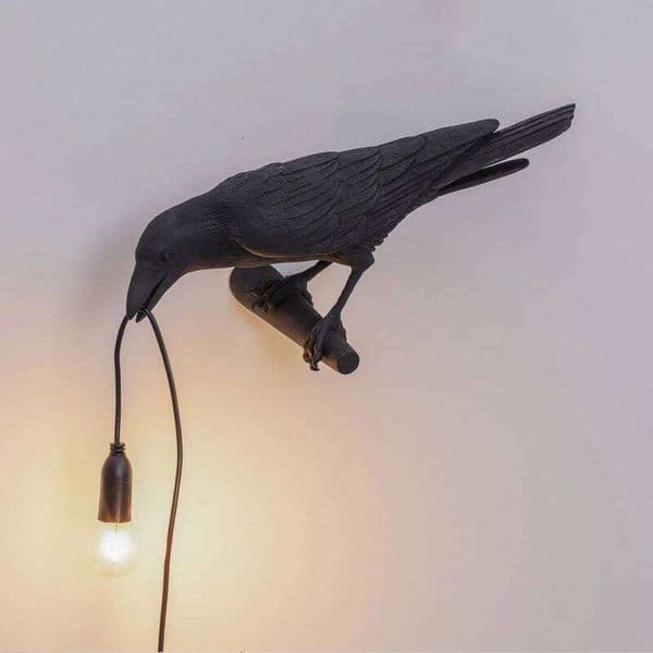 Resin Lucky Bird Crow Lamp - LED Decorative Wall Light for Bedroom Living Room, Home Decoration with Free Bulb 26H0129