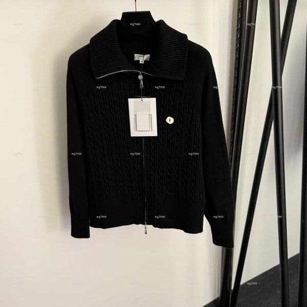 Top Collar women coat Summer lady top women designer clothes long-sleeve knitted cardigan A699X14N131