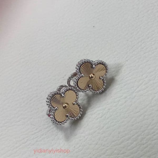 Designer Jewelry Vanly Cleef Earring Womens Clover Color Laser Earrings Stud Earrings