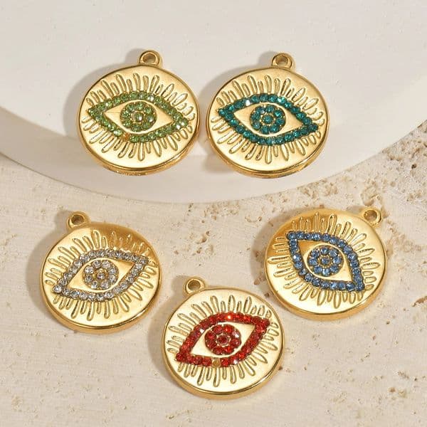 4pcs Stainless Steel Turkey s Medal Rhinestone Charm Pendants for Women Necklace Bracelet Making DIY Jewelry Findings 260124