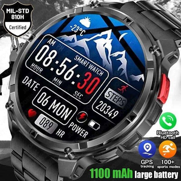2025 Military 1100mAh Super Big Battery Men Compass Smart Watch 1.7-inch AMOLED Bluetooth Call IP68 Waterproof Sports Smartwatch X260128