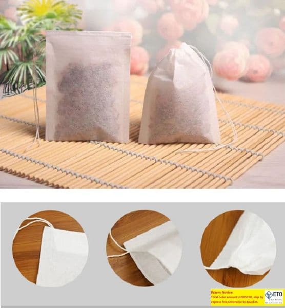 60 X 80mm Wood Pulp Filter Paper Disposable Tea Strainer Filters Bag Single Drawstring Heal Seal Tea Bags No Bleach Go Green LL
