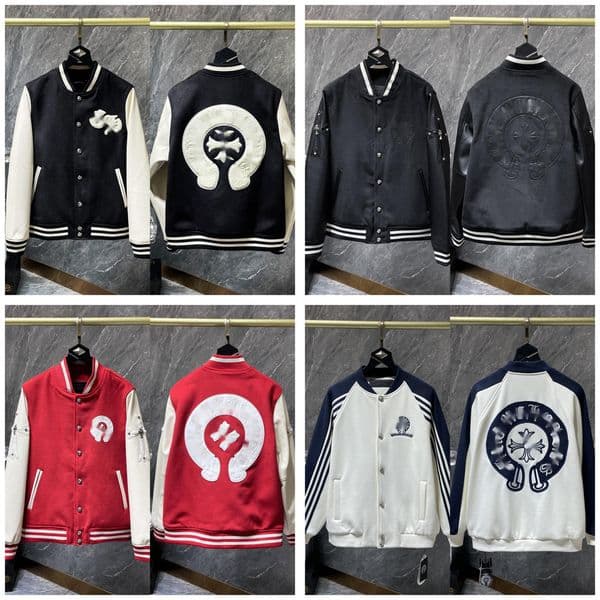Chrome Designer Mens Jacket Baseball Heavy Varsity Embroidery Cotton Jacket High Quality Hip Hop Fleece Jacket Winter Casual CH Warm Baseball warm bomber Jacket