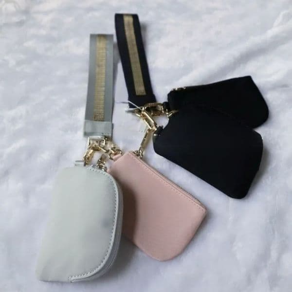 2026 US Warehouse Designer Dual Pouch Black Gold Yohain Keychain Yoga Bag Mini Zip Around cologne Wristlet Portable Wallet perfume Bag Coin Purse Free Shipping