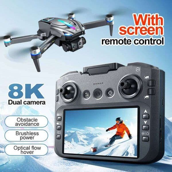 Dwi M1 Brushless Optical Flow Control Obstacle Avoidance LED Light 8K ESC Dual Camera Drone Large Screen RC Toy Gift Xingkaisheng