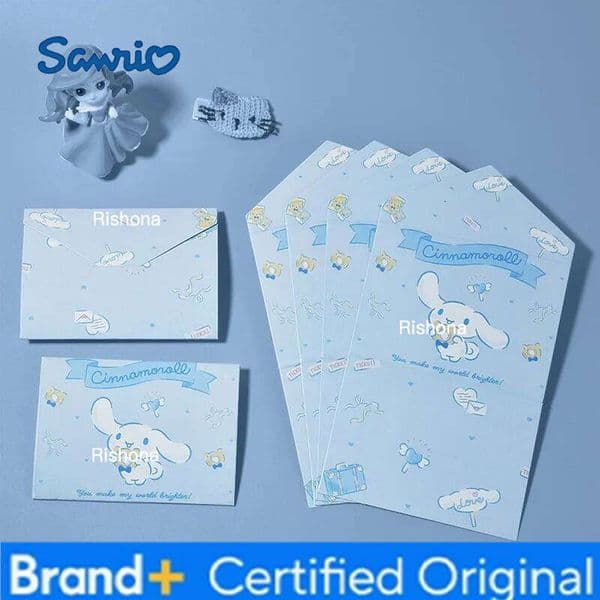 Sanrio 10pcs Cartoon Hello Kitty Cinnamoroll Kuromi Three-fold Greeting Send Friend Birthday Card Envelope H260129