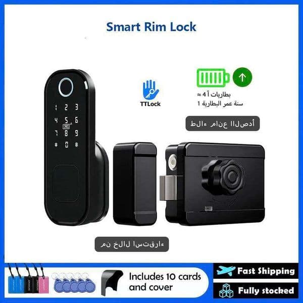 R5 PRO Rust Proof Coating Fingerprint TTLock App Outdoor Remote Control Power Saving Code Smart Door Electric Rim Lock 26Y0129