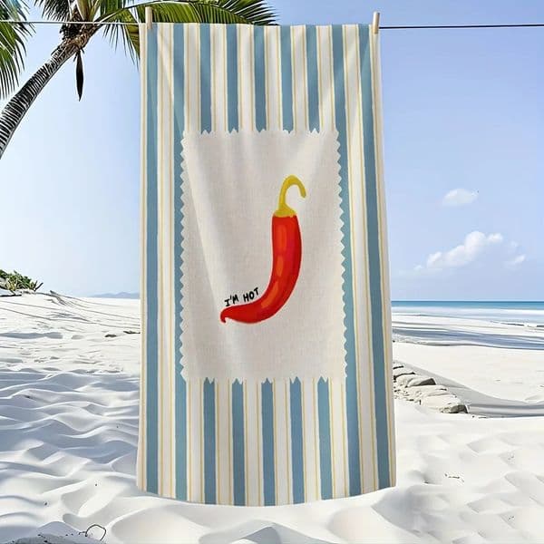 1pc Retro Chili Pepper Beach Towel Soft UltraFine Fiber QuickDry Bath Mat with Im n Perfect for Bathro 260122