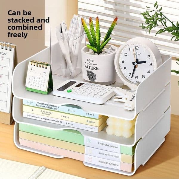 Desktop Multi-layer File Rack A4 Paper Layered Storage Office Desk White Drawer-style Organizer Box hot-sale products