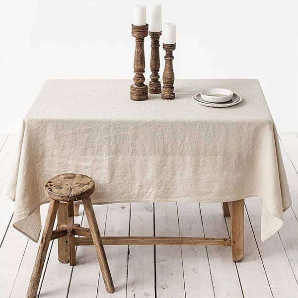 100% Pure Linen Solid Color Table Cover,Natural Fabric Tablecloth,for Kitchen Dining Room Party Holiday Tabletop Decoration 26Y0129