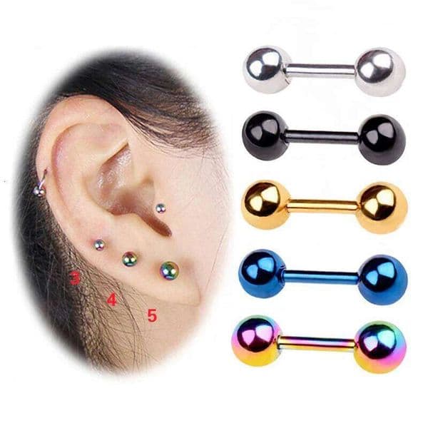 3pcs/pack Stainless Steel Small Ball Screw Studs For Women Men Piercing Tragus Earrings Cute Ear Bone /Stick 26W0129