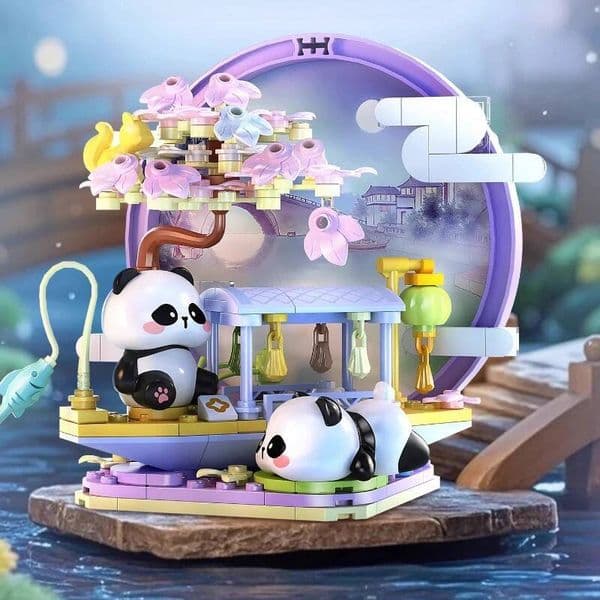 Panda Building Blocks Chinese Style Creative Cultural Scene Children's Educational Assembly Model Trendy Toy Ornament Gift